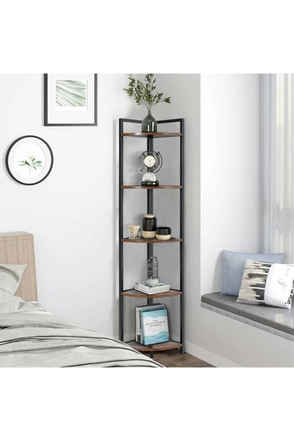 Living and Home 5 Tier Corner Book Shelf Home Storage Display