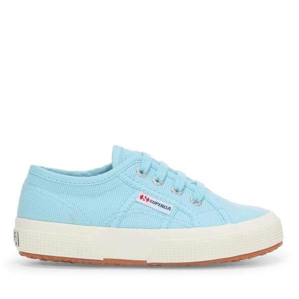 Superga Childrens/Kids 2750 Jcot Leather Trainers - Crystal Azul/Avorio - 