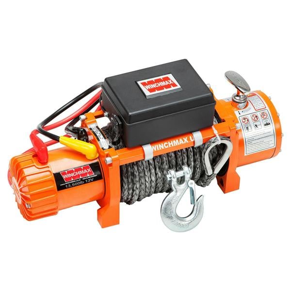 Winchmax 13,500lb (6,123kg) 12V Winch 28m x 11mm Dyneema Rope, Remotes