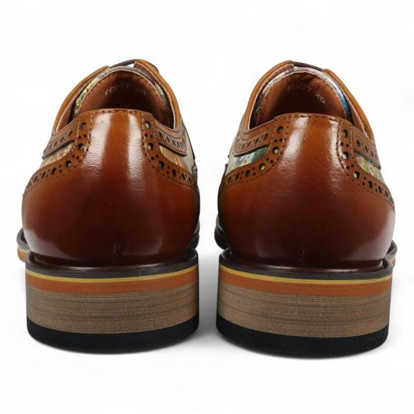 Justin Reess Men's Brown Leather Floral Brogue Shoes - Scott