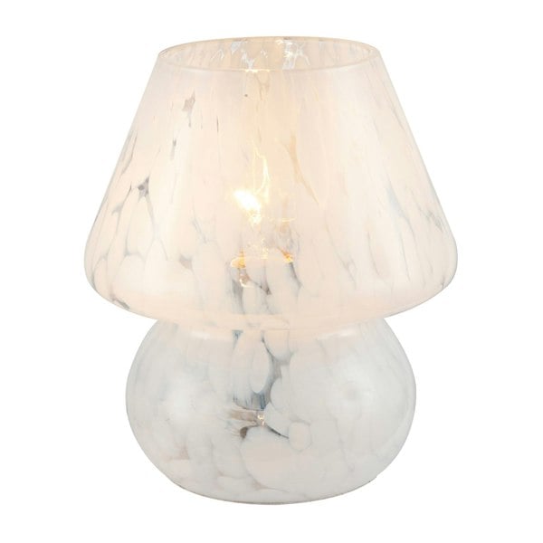 Modern Designer Mushroom Glass Table Lamp in White Snowflake Pattern Image 1