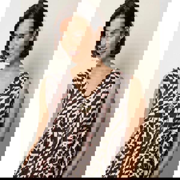 Blue Vanilla Animal Print V Neck Dress