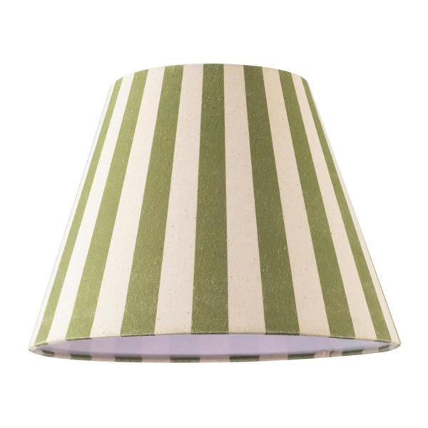 Olive Green and Oatmeal Linen Striped Coolie Shade with Cotton Inner Image 1