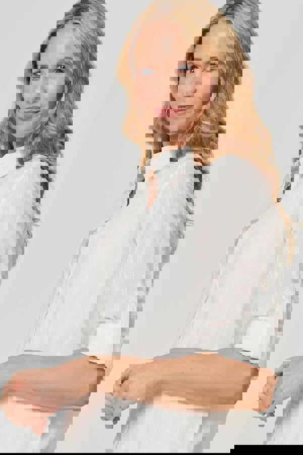 White | Embroidered Long Sleeve Textured Shirt