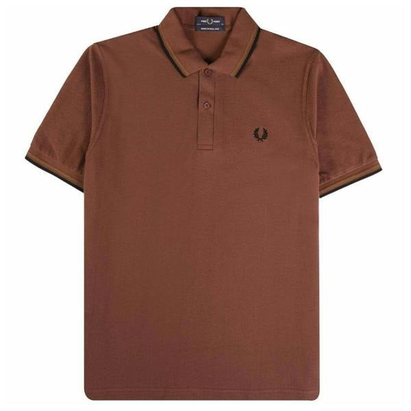 Fred Perry Mens Double Tipped Collar Polo Shirt - Maroon - 