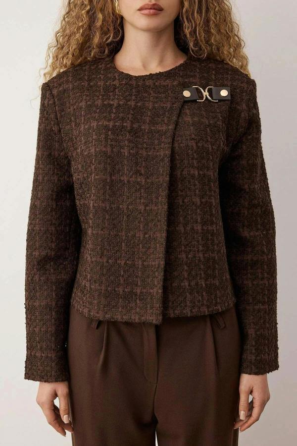 WOVCOR Accessory Closure Woven Glitter Tweed Jacket