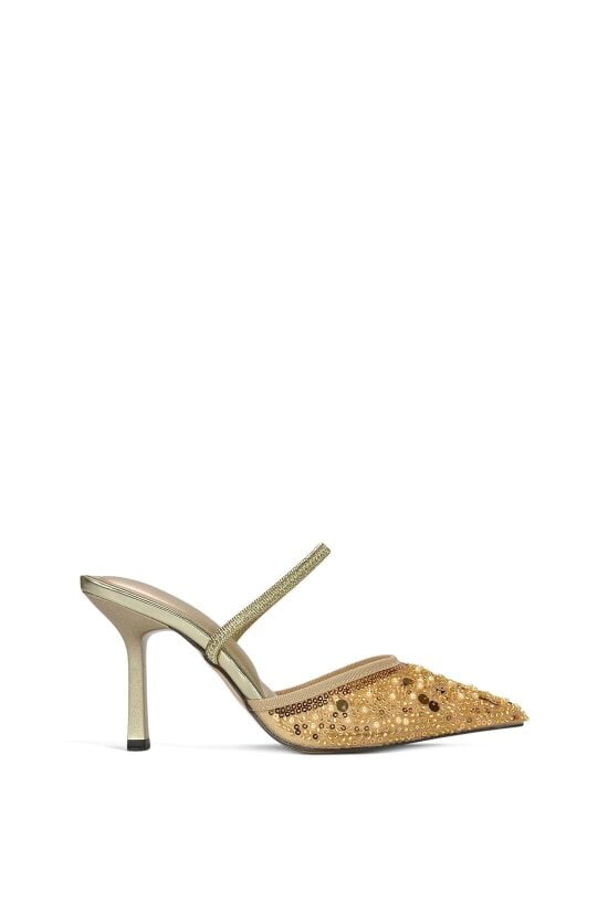 XY LONDON Slingback Stiletto High Heel Rhinestone Embellished Court Shoes