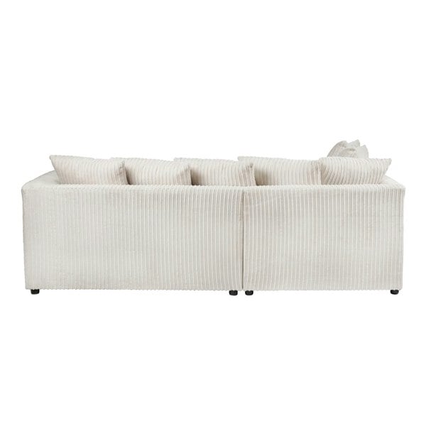 SQUAREBOXX Dylan Jumbo Cord 4 Seater Fabric Corner Sofa in Cream