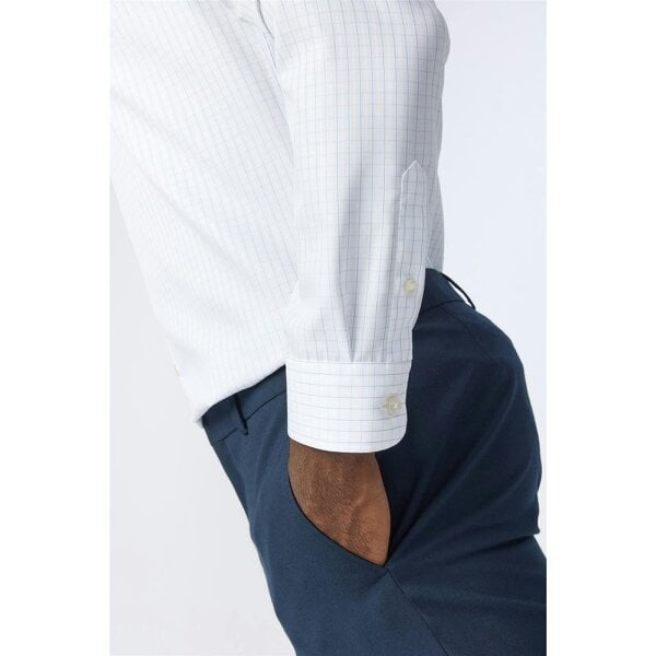Alexandre Silver Alexandre Tailored Fit White/Blue Non-Iron Grid Check Shirt