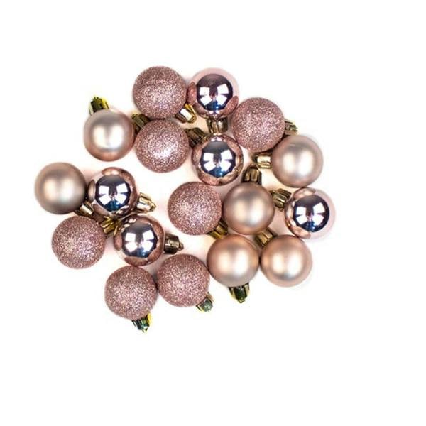 Shatchi Rose Gold Shatterproof Christmas Baubles, 3cm Tree Decorations in 12 or 24 Pack Sizes
