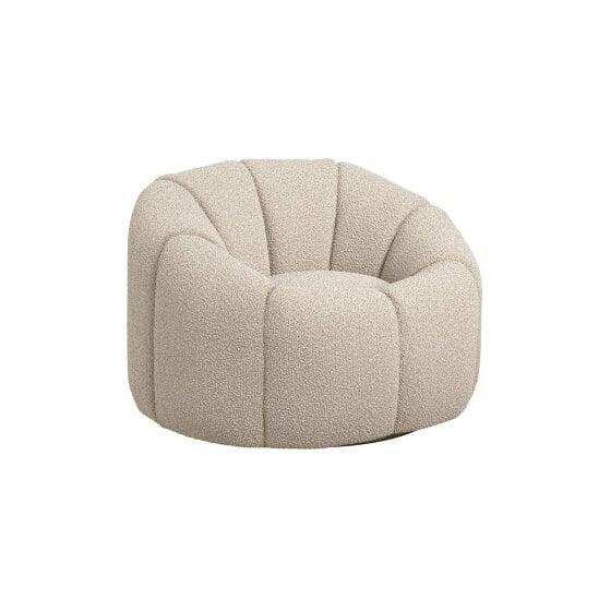 Wyld Haus Juniper Retro Upholstered Cream Boucle Swivel Armchair