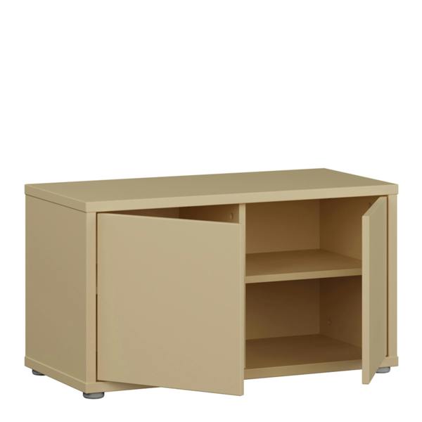 Furniture To Go Alice Springs Bench with 2 Doors Push-to-Open in Butter Yellow