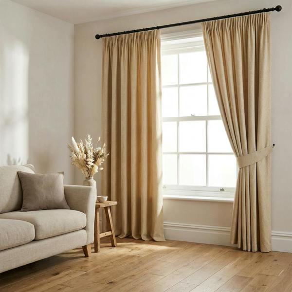 Murcia made-to-measure curtains in Honey, styled in a living room