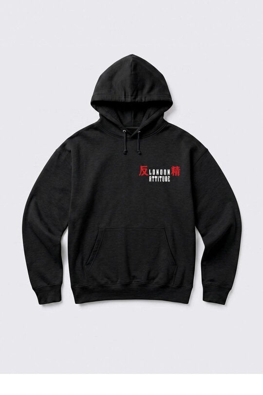 London Attitude Oversized Tokyo After Dark Graphic Hoodie in Black