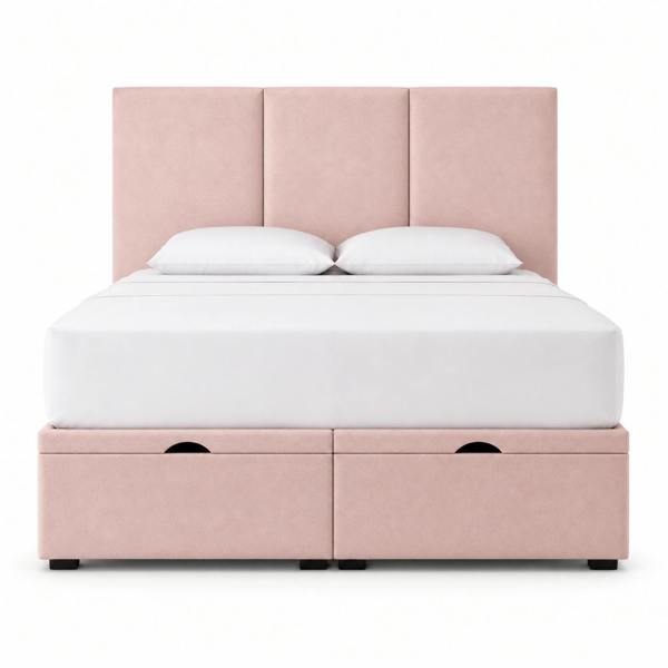 Great British Beds Three Panel Divan Ottoman Bed - Pink Plush