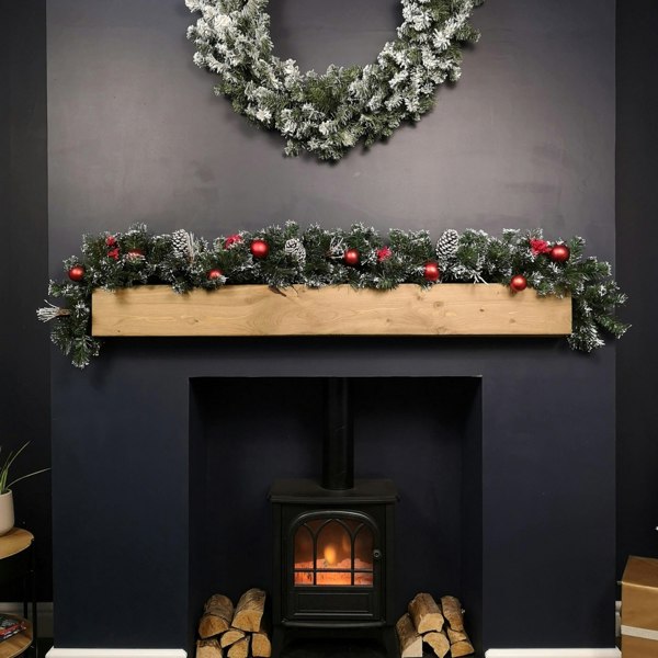 Samuel Alexander Premier 180cm (6ft) Festive Red Dressed Christmas Garland With Bows And Red Baubles