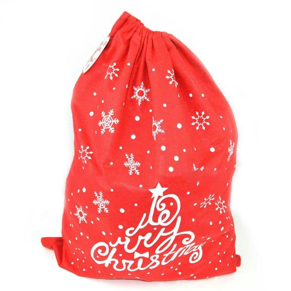 Festive Felt Santa Sack Variant Set with Merry Christmas Print and Drawstring Top image 3