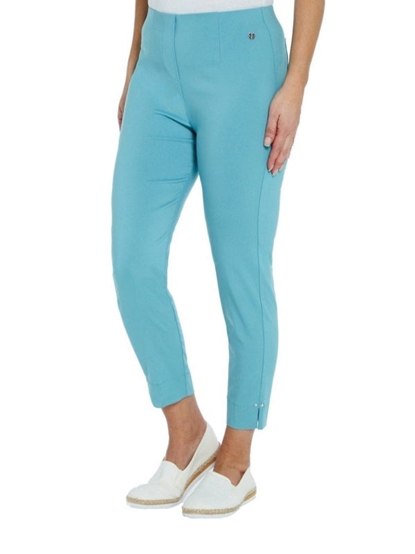 PennyPlain Cropped Bengaline Trousers - Turquoise