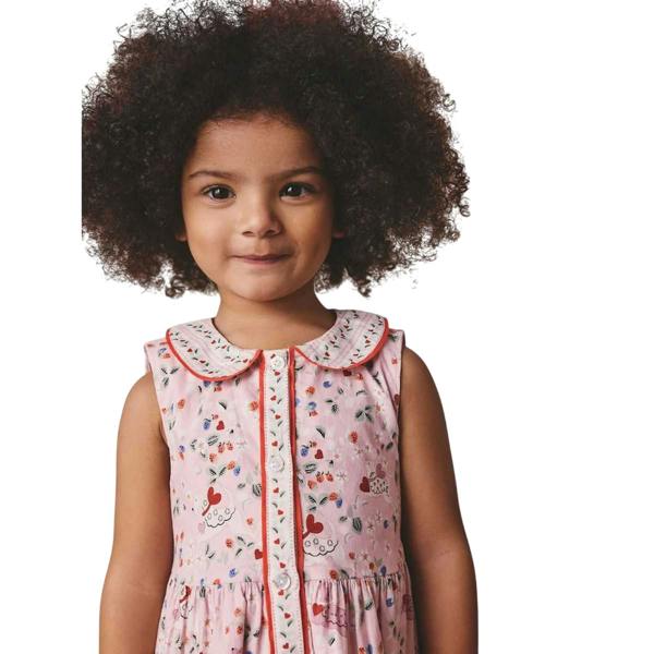 Cath Kidston Girls Hearts & Flowers Collared Dress - Pink - 