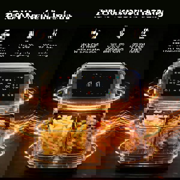 Spector 12L Dual Zone Air Fryer 2600W Oil Free Oven Cooker Touch Control Black