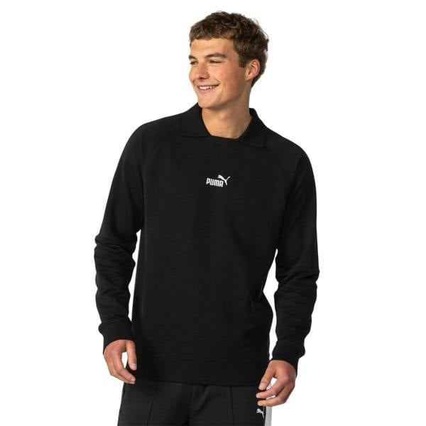Puma Mens Logo Crew Neck Sweatshirt - Black - 