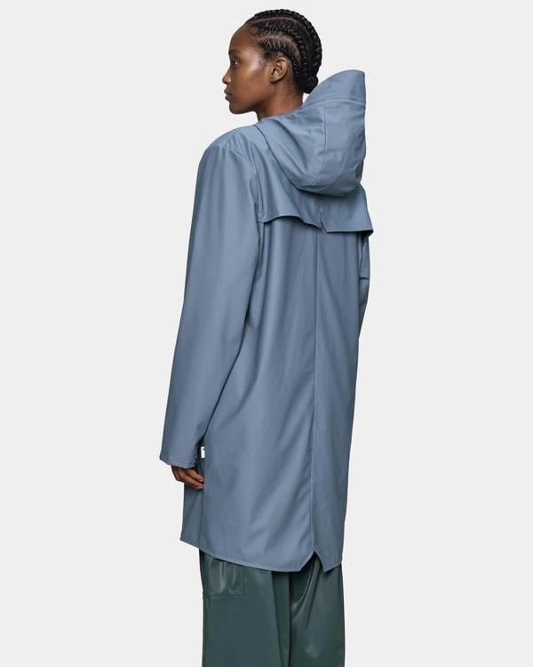 Rains Long Unisex Jacket - 172 Blue Dusk | CHO | Designer Unisex Rain Coats