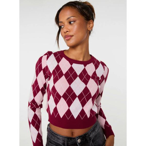 Pink Vanilla Argyle Diamond Check Jumper