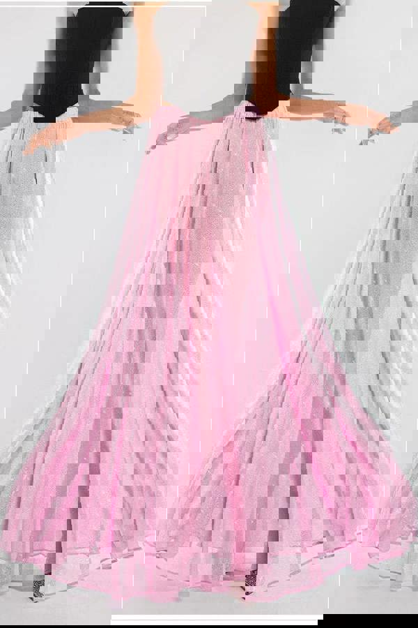 Gathered A-Line Glitter Chiffon Maxi Skirt SK30