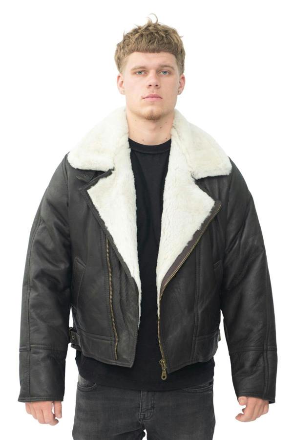 Infinity Leather Mens Sheepskin Leather WW2 Bomber Jacket-Haverhill