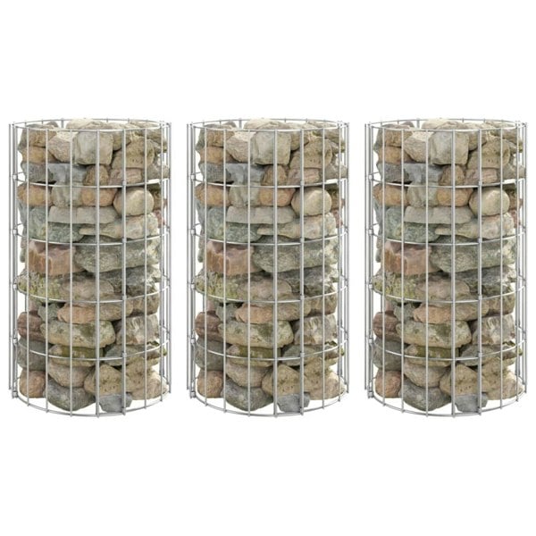 Berkfield Circular Gabion Raised Beds 3 pcs Galvanised Steel 30x50 cm