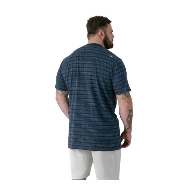 Duke Mens Dingle 1 D555 Striped Jacquard Kingsize T-Shirt - Navy - 