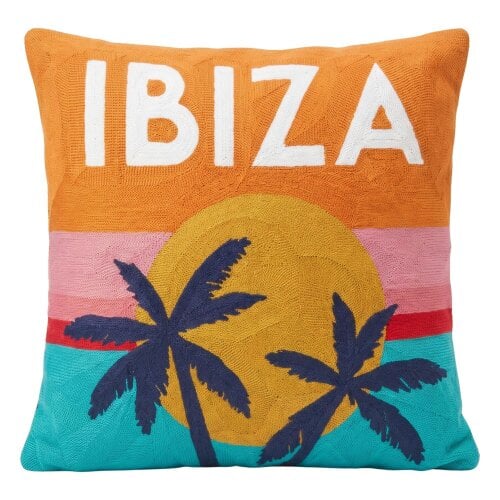 Ibiza Needlepoint Cushion – Handmade Travel Pillow