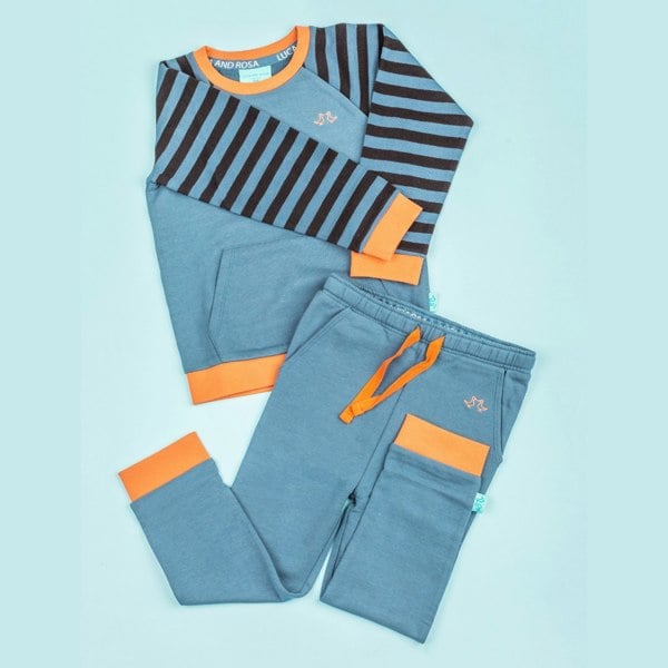 Luca and Rosa Forest Green Striped Boys Lounge Set