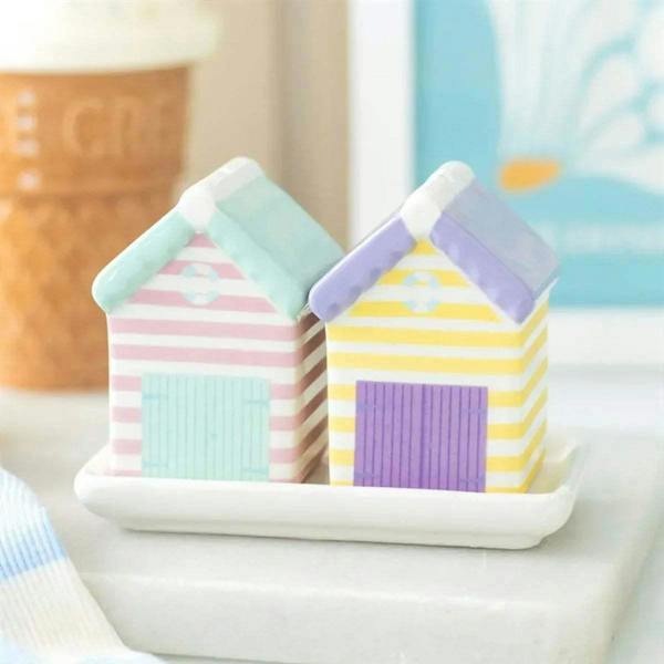 Bobobiy Pastel Beach Hut Salt and Pepper Shakers