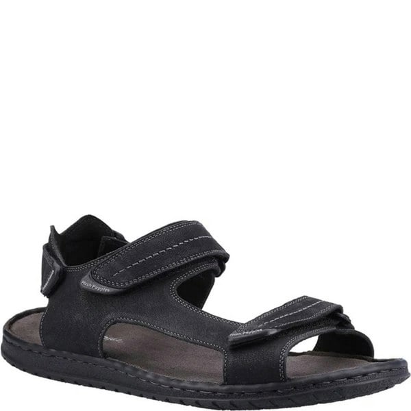 Hush Puppies Mens Neville Leather Adjustable Strap Sandals - Black