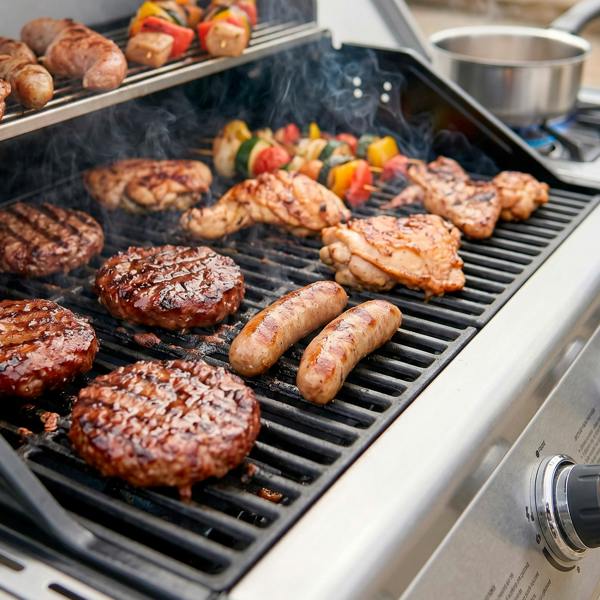 Dellonda 4+1 Burner Deluxe Gas BBQ with Piezo Ignition & Water Resistant Oxford Style Cover, Stainless Steel - DG231