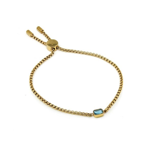 Say It With Children's December Blue Topaz Birthstone Bracelet - Yellow Gold