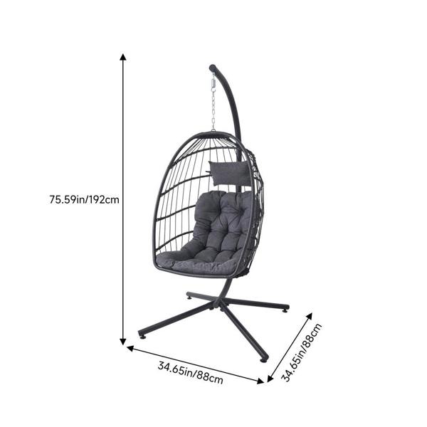 Living and Home Egg-Shaped Hanging Chair with Soft Cushion & Headrest