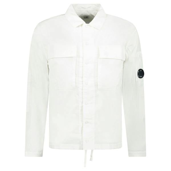CP Company Cotton Ripstop Lens Overshirt Gauze White - chancefashionco