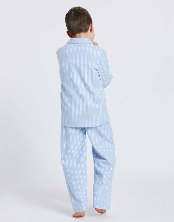 Children's Brushed Cotton Pyjama Set – Westwood Blue Stripe - British Boxers