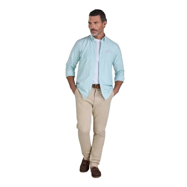 Raging Bull Mens Stanford Striped Long-Sleeved Shirt - Green - 