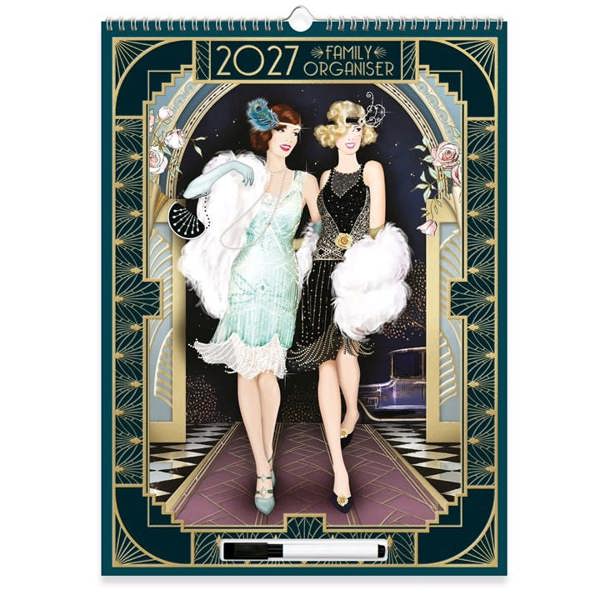 Claire Coxon Art Deco A3 Family Organiser 2027, Family Planners, Month To View, Art, Gift