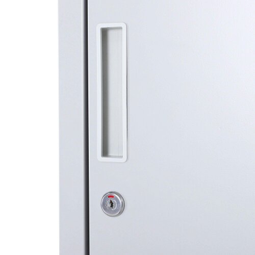Wyld Haus Marino 180cm Light Grey Metal Tall Locker Storage Cabinet With Internal Shelves