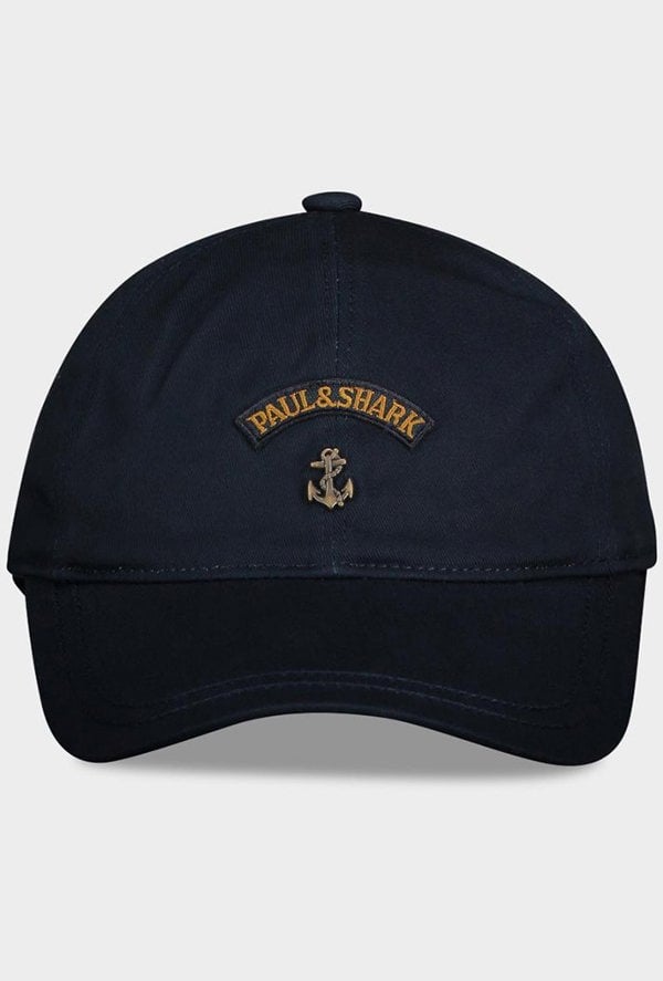 Paul & Shark Men's Cotton Baseball cap with Metal Anchor Badge - Navy