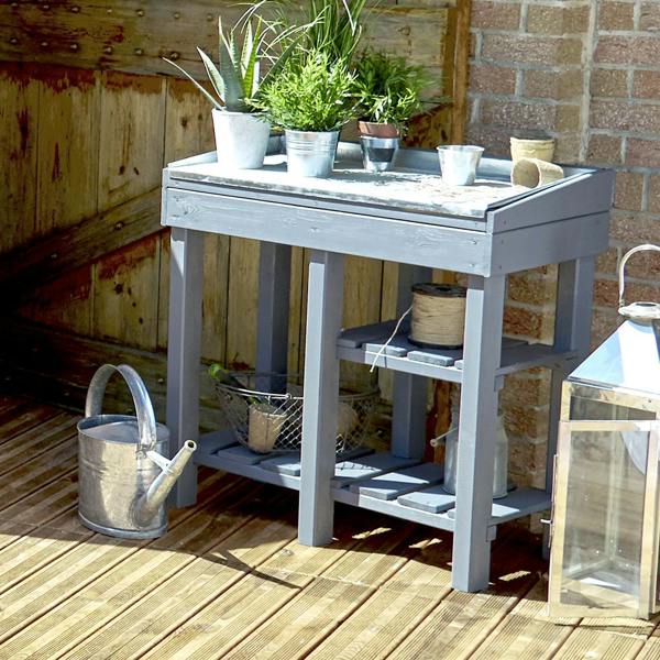Cerland Florine Garden Potting Table 80cm x 43cm Wooden Potting Table with Shelf