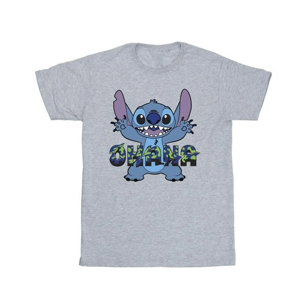 Disney Boys Lilo And Stitch Ohana Blue Glitch T-Shirt - Sports Grey