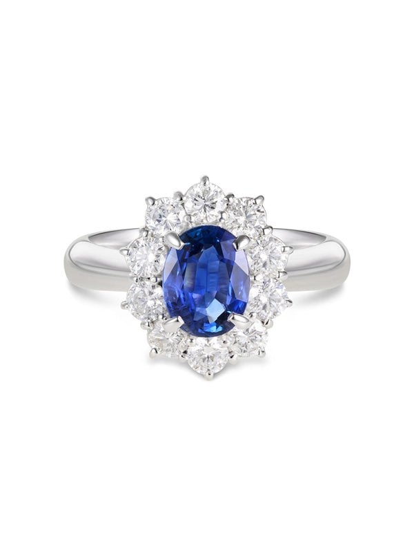 Gemdaia Ceylon Blue Sapphire Halo Ring – GIA Certified, Platinum