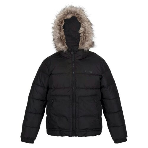 Regatta Kids Faux Fur Trim Parka - Black