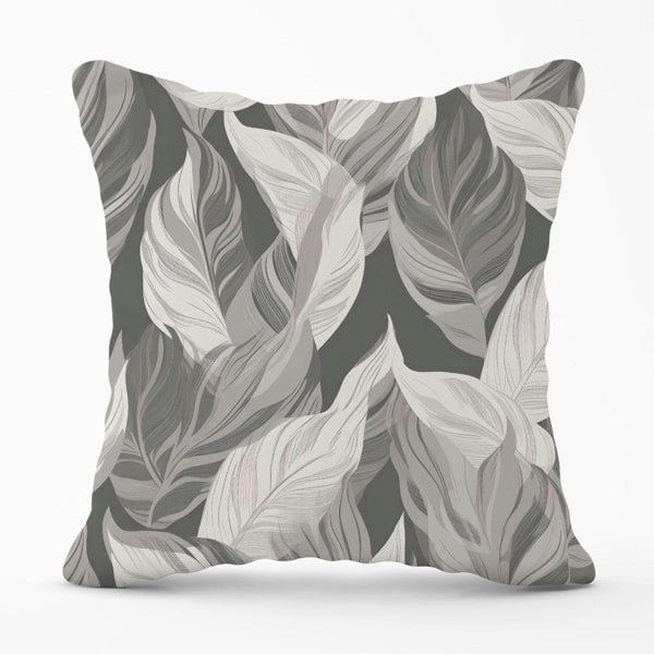 Warren Reed Grey Floral Leaves Cushions