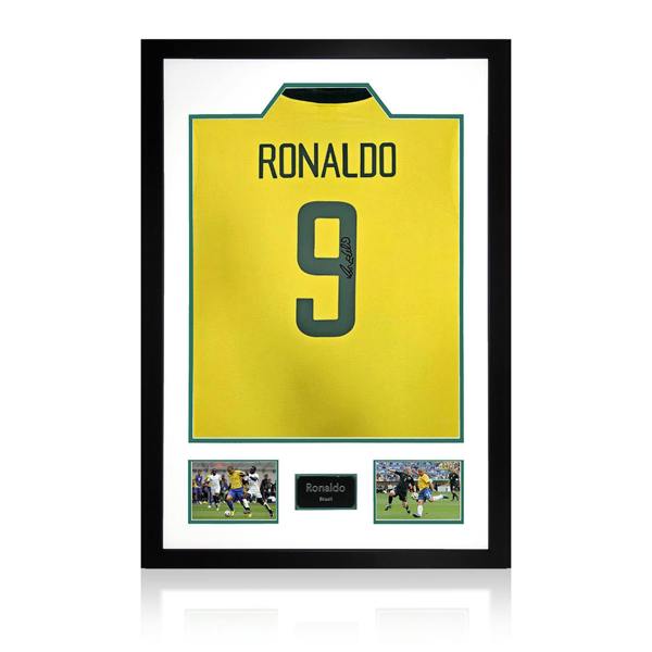 Ronaldo Signed Brazil Shirt Premium Frame